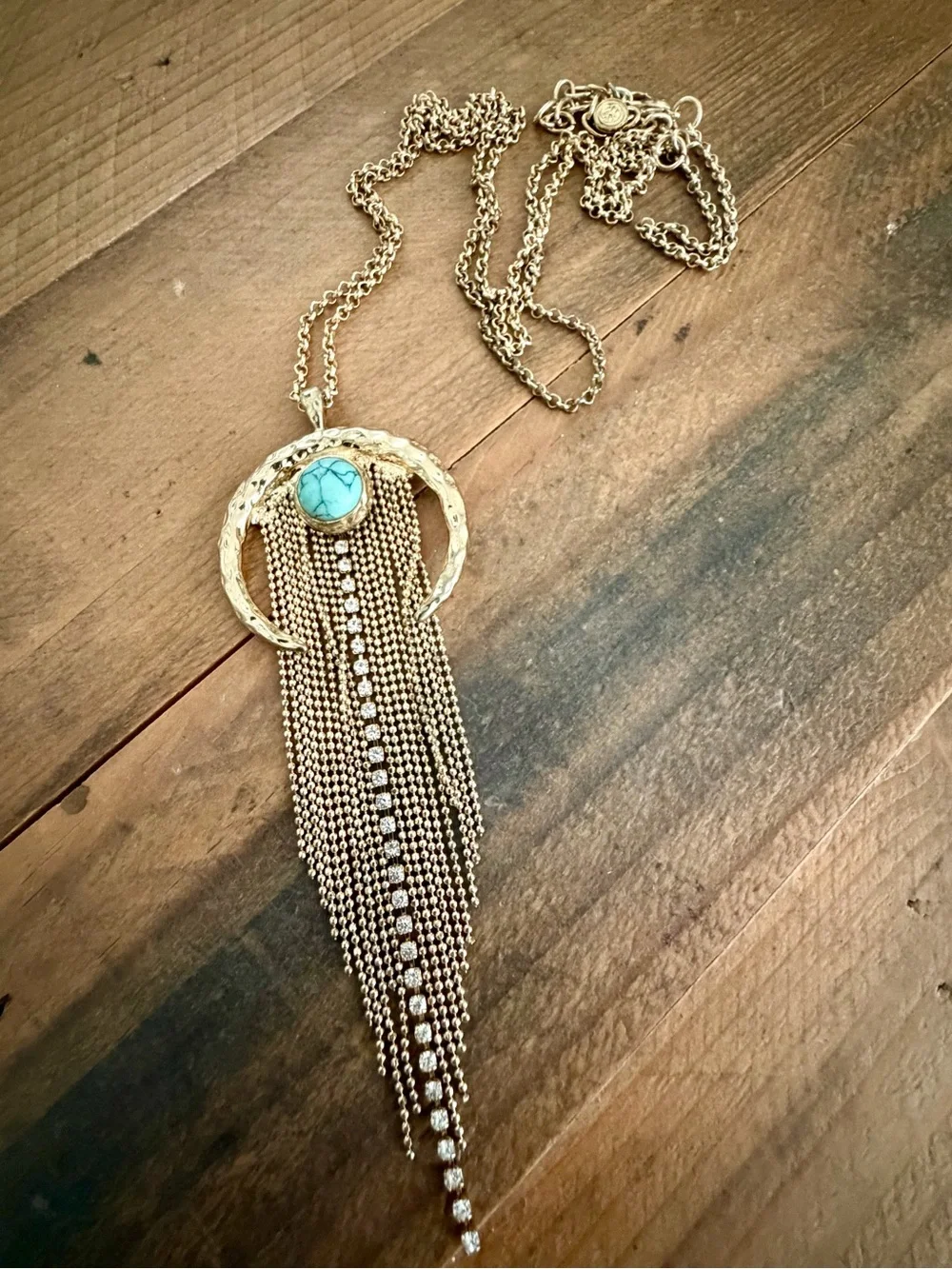 VINTAGE R.J. GRAZIANO GOLD/TONE NECKLACE WITH CRESCENT-SHAPED NAJA PENDANT